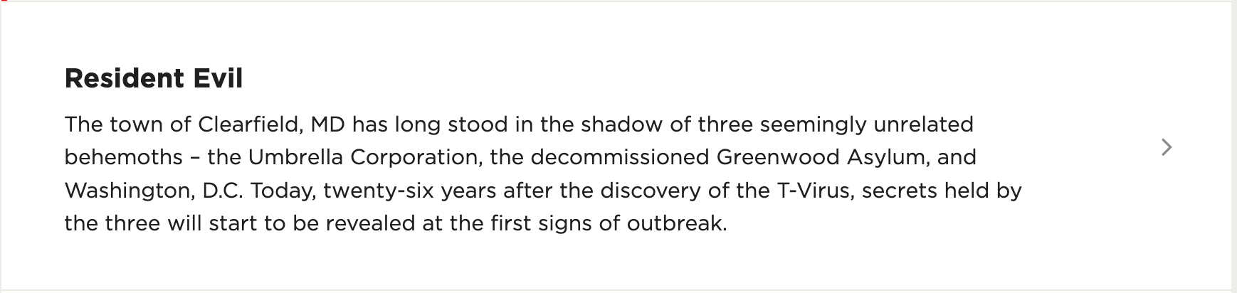 Posible sinopsis de Resident Evil